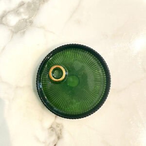 Chandelier disque en verre vert