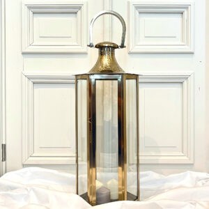 Lanterne en laiton et en verre H79cm / D30cm